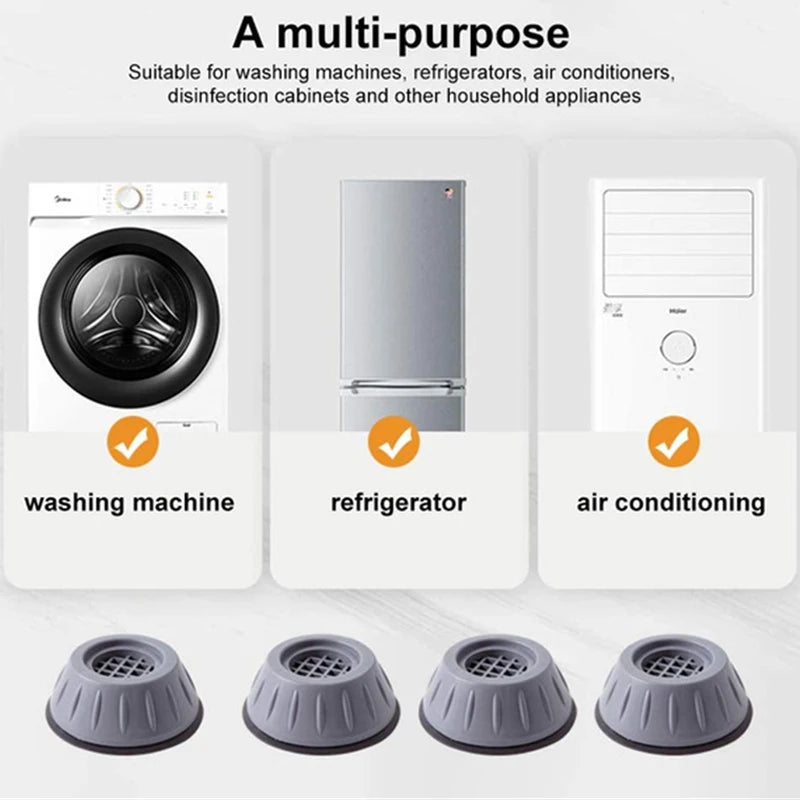 4PCS Universal Anti-Vibration Pads – Washer, Dryer & Furniture Stabilizers