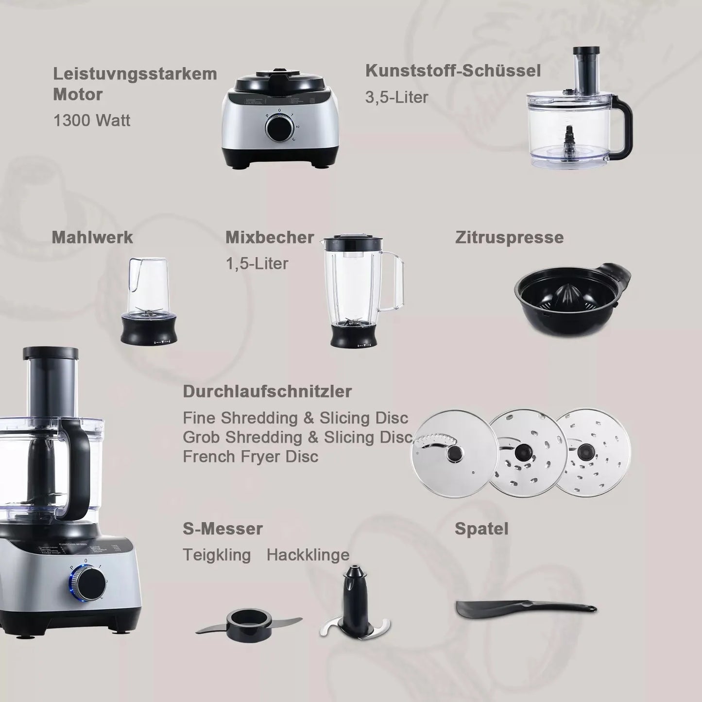 TopStrong YYFP410 10-in-1 food processor