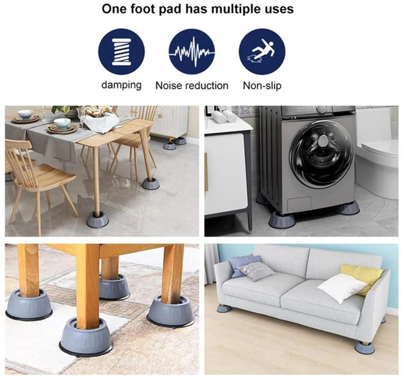 4PCS Universal Anti-Vibration Pads – Washer, Dryer & Furniture Stabilizers