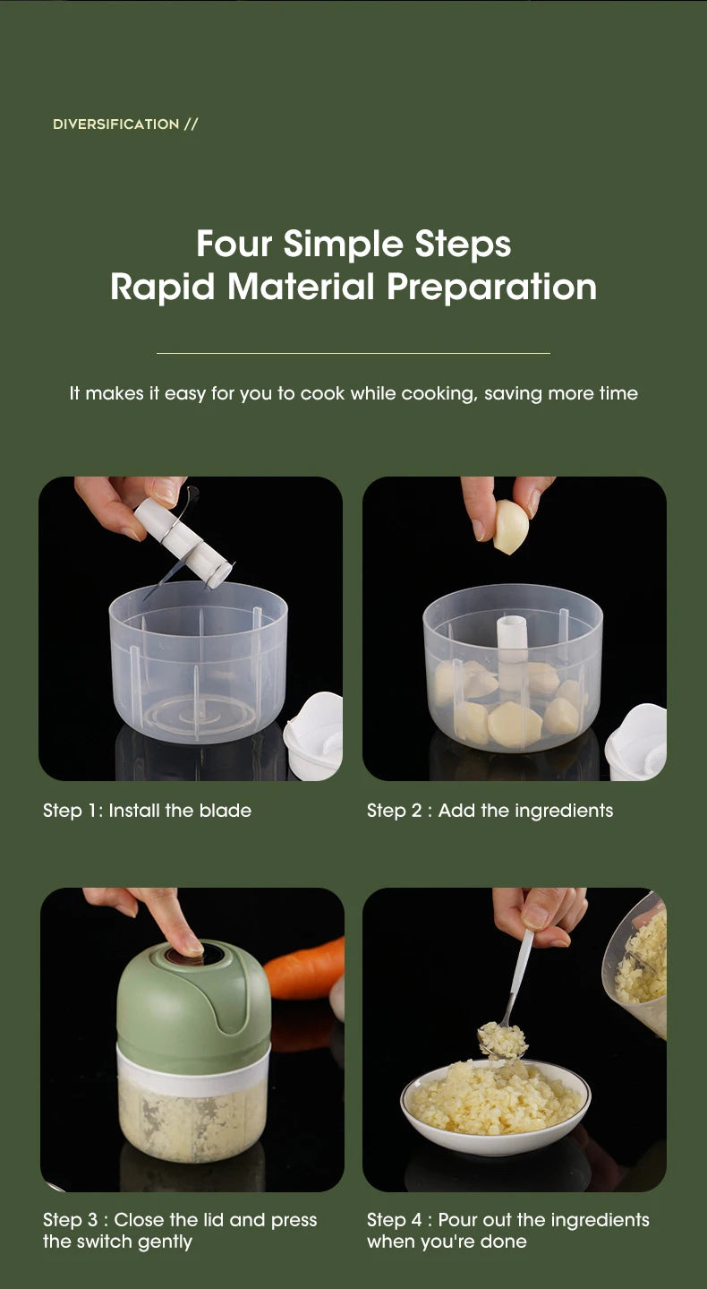 Mini Electric Garlic Chopper | Portable Food Masher