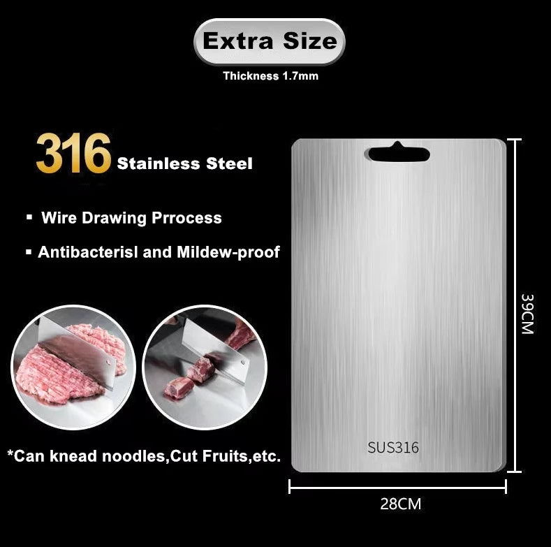 Stainless Steel Cutting Board – Double-Sided, Odor-Resistant & Hygienic