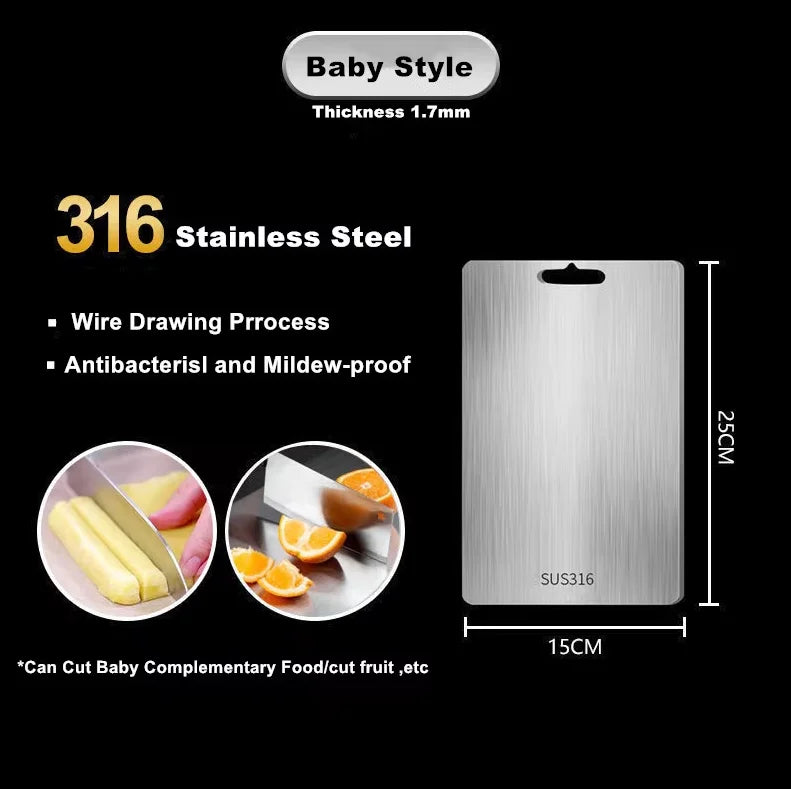 Stainless Steel Cutting Board – Double-Sided, Odor-Resistant & Hygienic