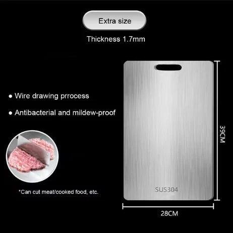 Stainless Steel Cutting Board – Double-Sided, Odor-Resistant & Hygienic
