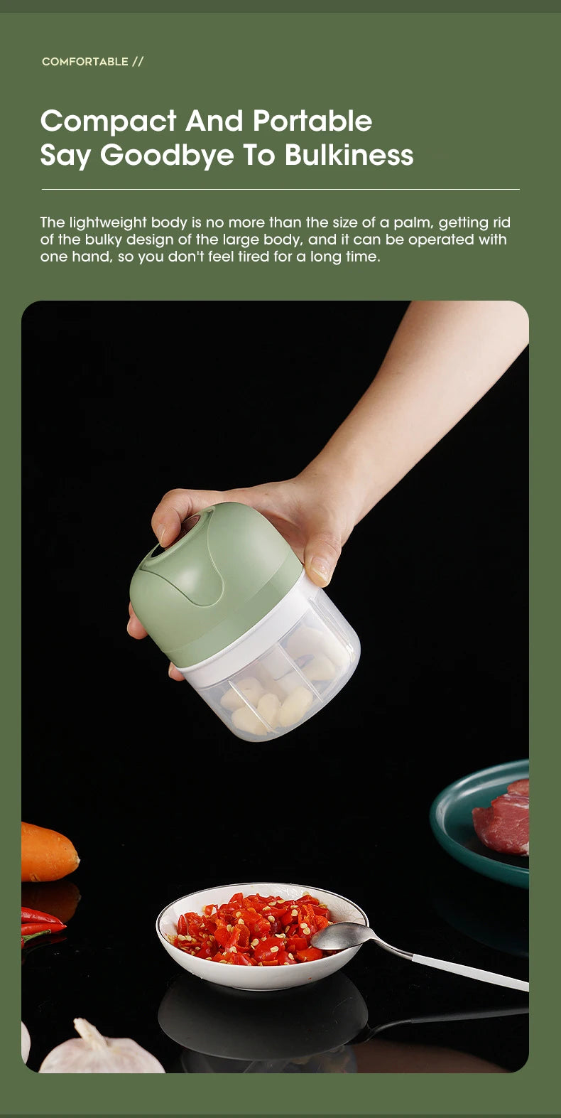 Mini Electric Garlic Chopper | Portable Food Masher